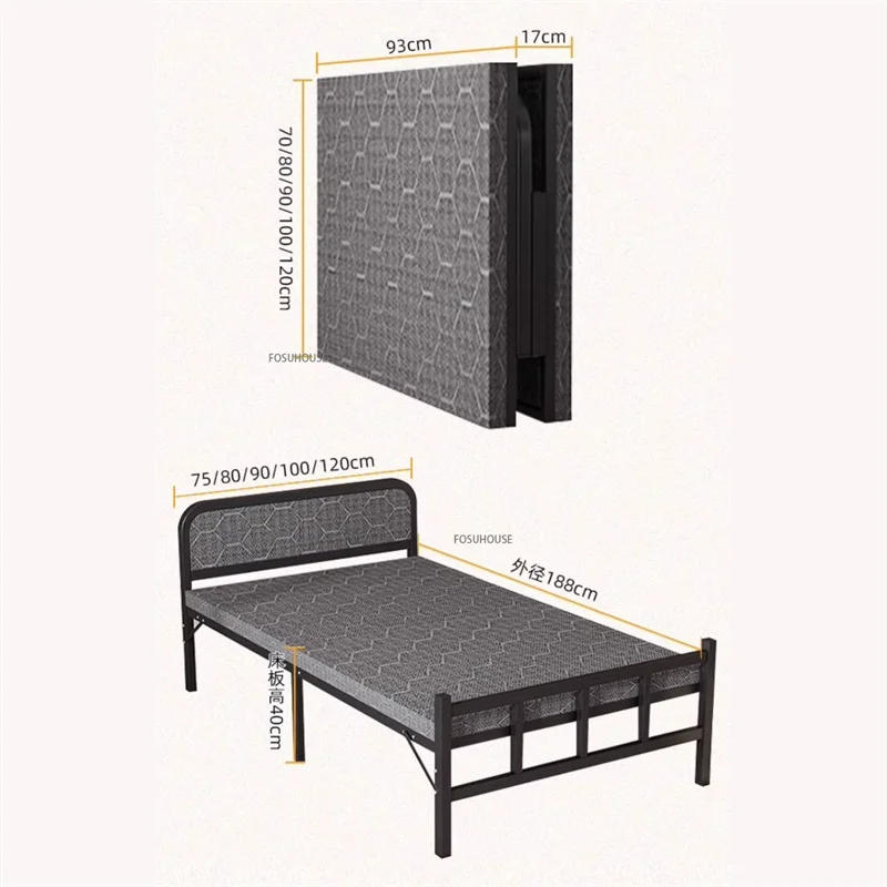 Description Picture 2 of itemFolding Bed Single Home Simple Lunch Break Bed Reinforced Iron Office Dormitory Double Beds Accompanying Bed Bedroom Furniture