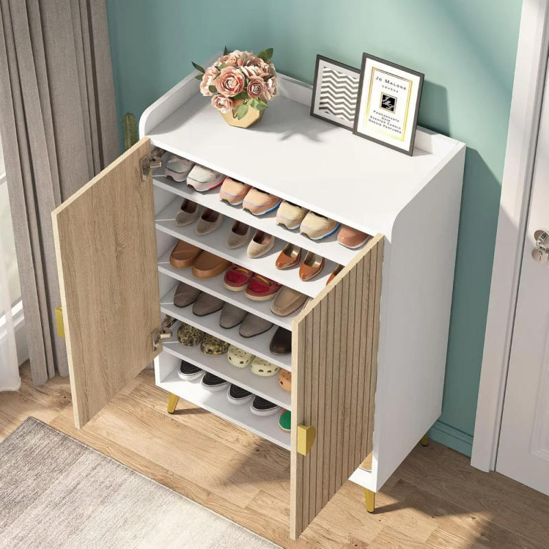 Description Picture 6 of itemShoe Cabinet with Doors, 7-Tier Shoe Storage Cabinet with Adjustable Shelves, Wooden Shoes Rack