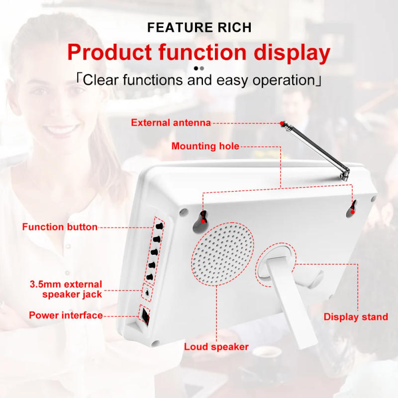Description Picture 4 of itemWireless Waiter pager System Restaurant Smart Voice Broadcast 20 Call Buttons for Bar, Office, Cafe, and Customer Service Bell
