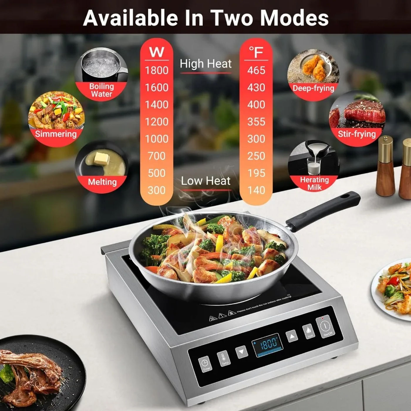 Description Picture 5 of itemInduction Cooktop Commercial, Professional Portable Induction Burner, 1800W Countertop Stove Burner