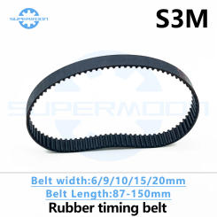S3M Timing Belt Length 87 96 102 108 111 114 117 120 123 126 129 135 138 141 144 147 150mm Width 6-20mm Loop Transmission Belt