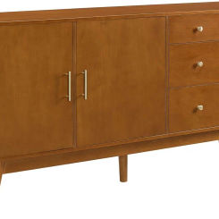 Walker Edison Mid-Century Modern Wood Kitchen Buffet Sideboard Entryway Serving Storage Cabinet Doors-Dining Room Console