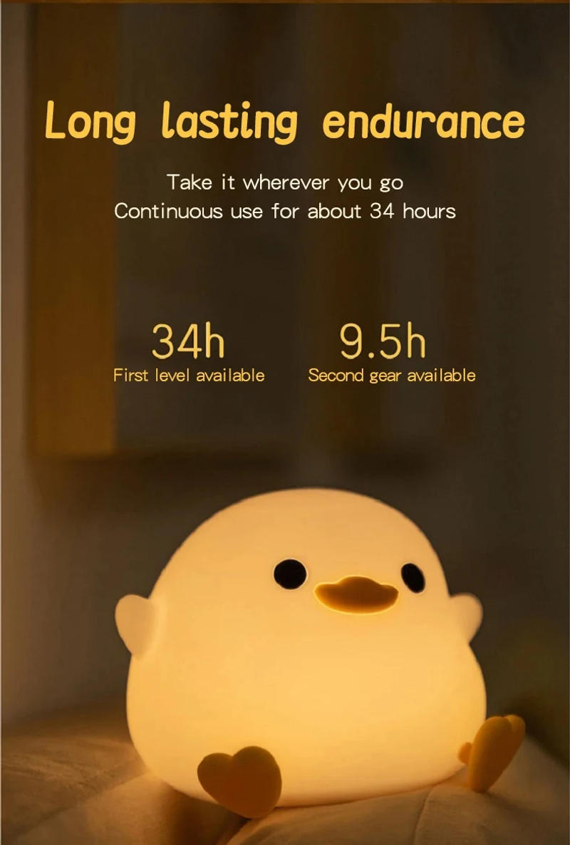 Description Picture 6 of itemXiaomi MIJIA LED Night Light Cute Duck Silicone Lamp For Children Kid Touch Sensor Timing USB Rechargeable Soft Light Eye Care