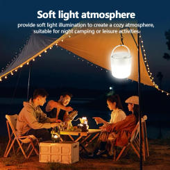 LED Portable Camping Lantern USB Fast Charging Ultra Bright Tent Lantern Stepless Dimming Bedside Table Lamp for Outdoor Camping