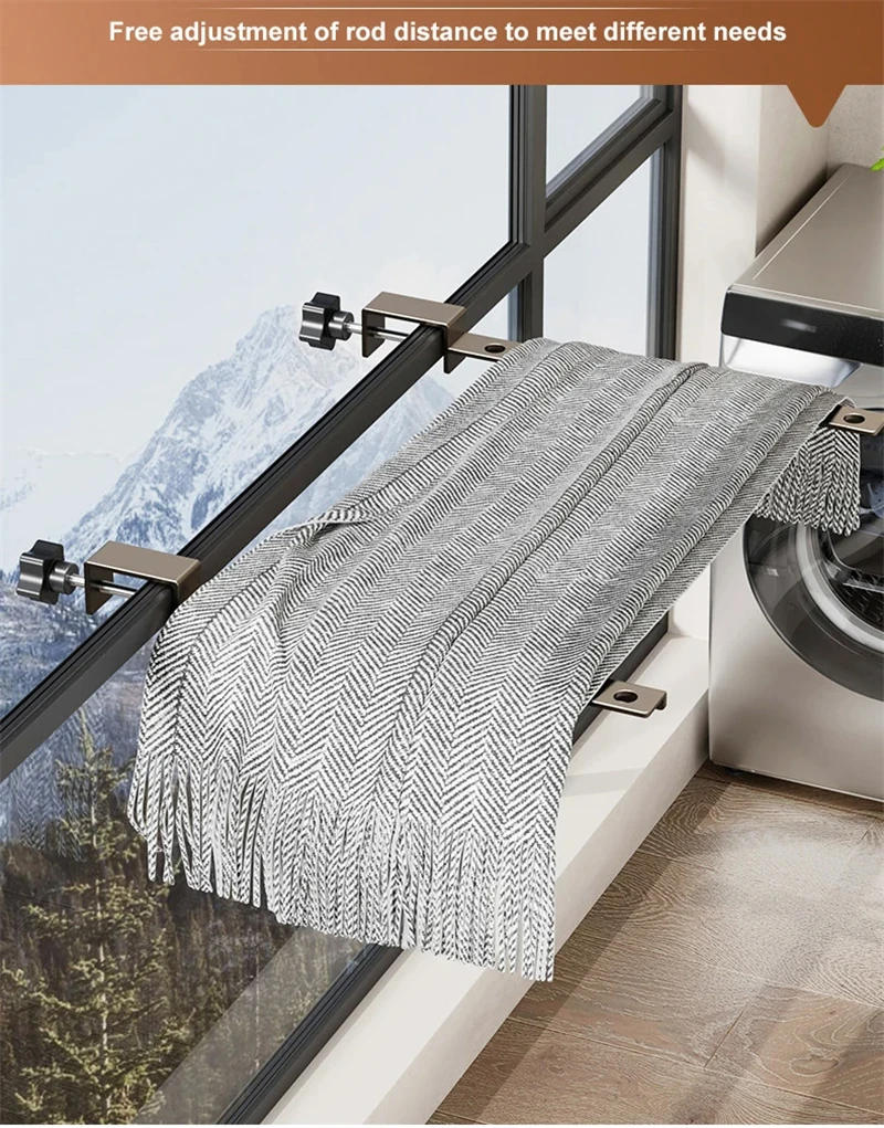 Description Picture 3 of itemFoldable Rotatable Black Clothes Rack Clothes Hangers Wall Mounted Hanger Drying Rack Space Saving Aluminum Clothes Organization