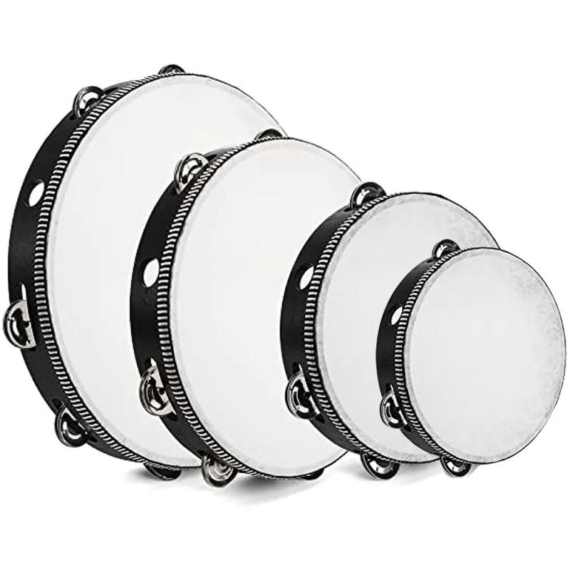 Description Picture 2 of item1Pc Wooden Tambourine 4/6/8/10-Inch Black Rim with Metal Jingles Musical Percussion Instrument for Concert Church Party