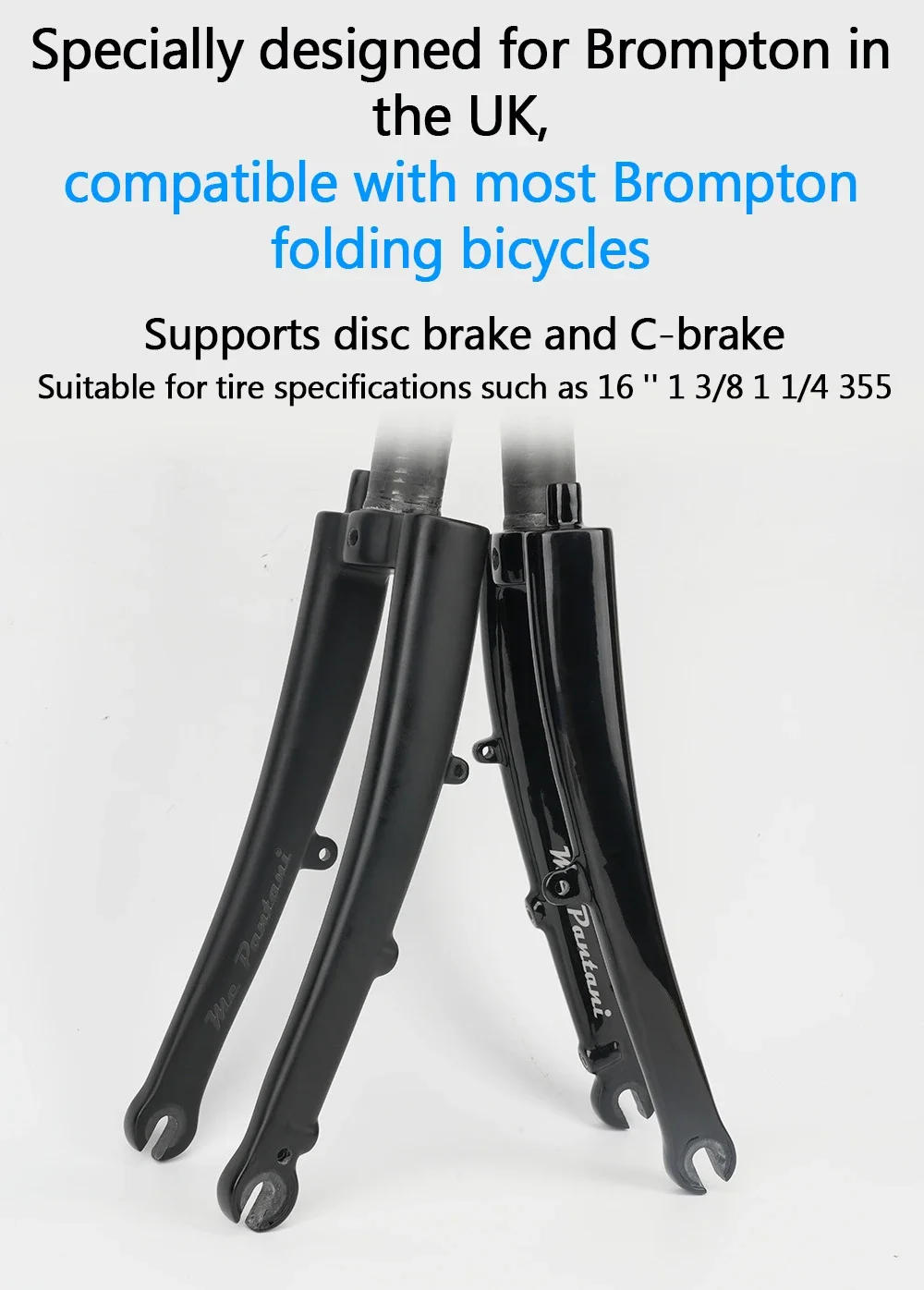 Description Picture 5 of itemRIRO Folding Bicycle Fork For Brompton 16â€˜â€™ 355 1 1/4 1 3/8 Folding Bike Front Fork Carbon Fiber Bike Rigid Fork