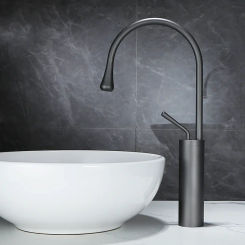 Bathroom Faucet Grey Basin Hot  Cold Brushed Gold Sink Brass Kitchen Swivel Water Crane