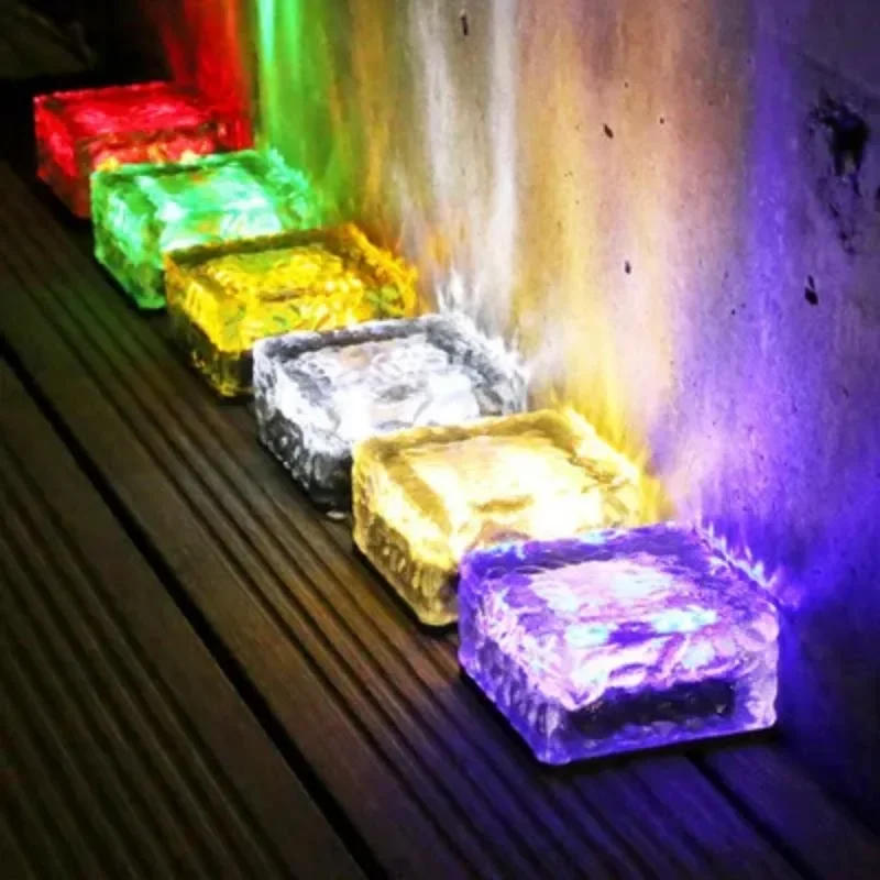Description Picture 4 of item10PCS Outdoor Waterproof Garden Pathway Floor Glass Solar Ice Cube Brick Paver Rock Landscape Led Lamp Lights for Festival