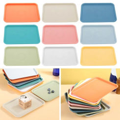 Nordic Rectangular Pallet Plastic Multiple Colors Food Bread Pan Storage Tray Hotel Service Tray
