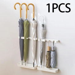 Wall Mounted Umbrella Rack Stand Household Detachable Dripping Water Tray Umbrella Storage Holder for Hotel Entryway Foyer