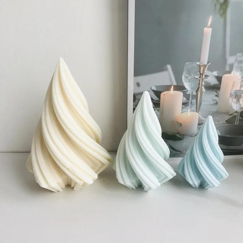 Description Picture 2 of item3D Geometric Rotating Conical Silicone Candle Mold DIY Aromatherapy Resin Plaster Making Mould Irregular Mold Home Decor