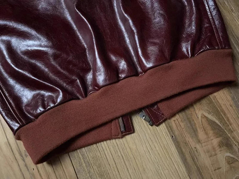 Description Picture 5 of itemFree shipping.Classic Bomber A-2 genuine leather jacket.Mens luxury thick coat.quality Burgundy A2 jackets