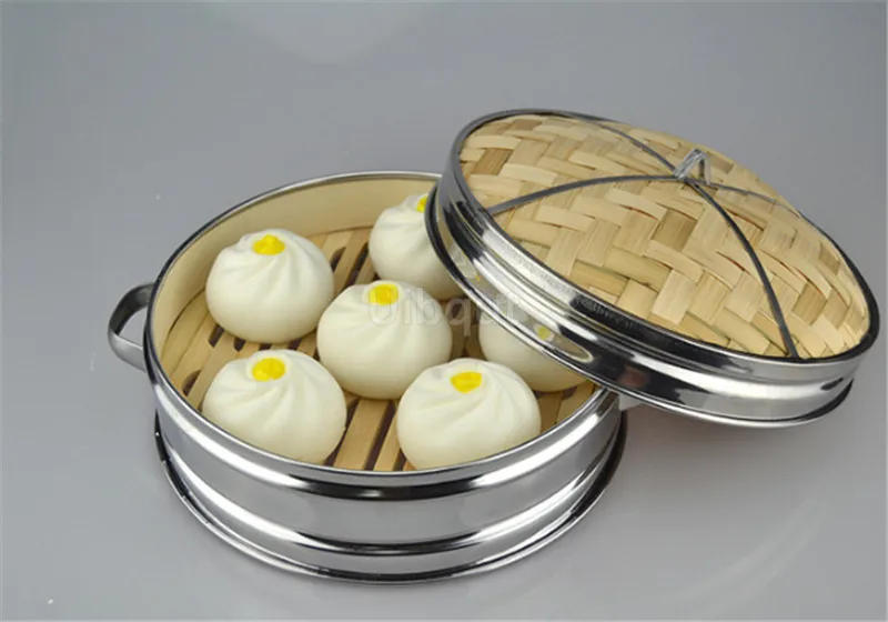 Description Picture 4 of itemStainless Steel Cookware Bamboo Steamer Bamboo Steamer Rice Snack Basket Set Dumpling Steamer Kitchen Cooking Tools