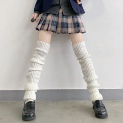 Lengthened Leg Warmers Women's Lolita Long Socks JK College Style Knitted Warm Socks Autumn Winter Over Knee Boot Cuffs