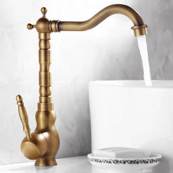 Bathroom Sink Faucet Antique Bronze 360 Degree Turn Basin Faucet Water Tap Single Handle Cold and Hot Water FA9100