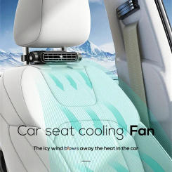 Portable Car Seat Fan for Front Rear Seat Passenger,USB Powered Car Headrest Cooling Air Fan,Adjustable Strap Car Interior Fan