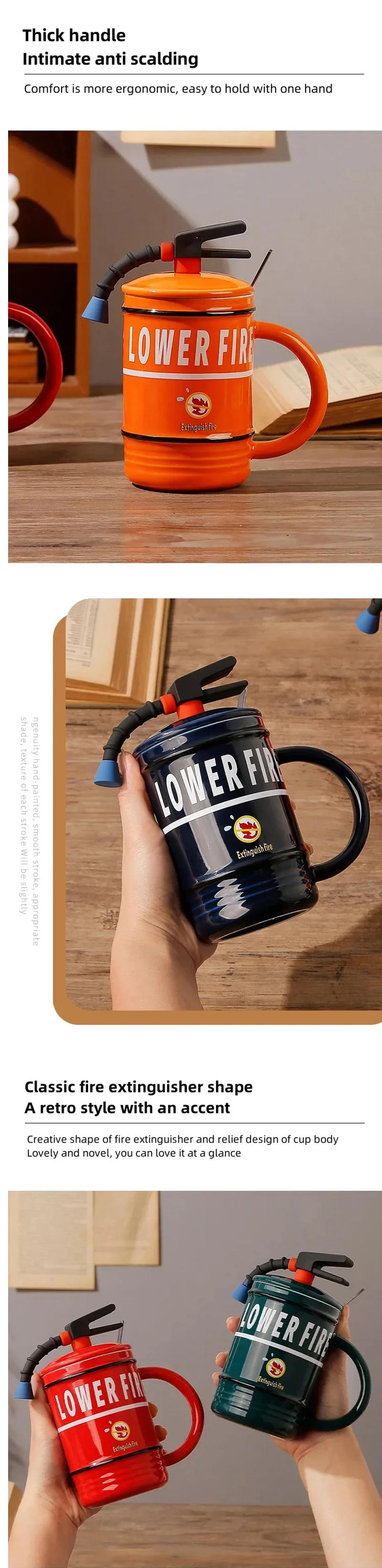 Description Picture 4 of itemCreative Ceramic Cups, Fire Extinguishers, Personalized Mugs With Lids, Spoons, Home Office Coffee Cups, Gifts For Firefighters