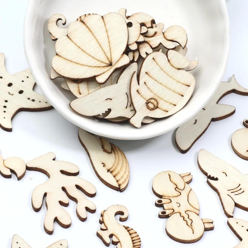 Description Picture 2 of item20pcs 12-40mm Mixed Sea Turtle/Horse/Whale Wood DIY Crafts Home Decoration Handicraft Wooden Wedding Embellishments Arts