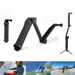 Foldable Waterproof 3-Way Grip Tripod Stand Monopod Selfie Stick For GoPro Hero 7 6 5 4 For Go Pro Accessory