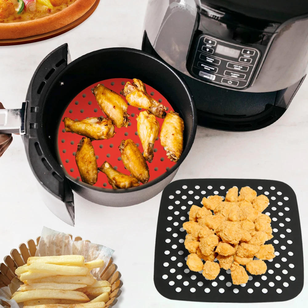 Description Picture 5 of itemReusable Air Fryer Silicone Pad  Air Fryer Lining Accessories Pad Non-stick Baking Mat Cake Grilled Saucer Silicone Mat Bakeware