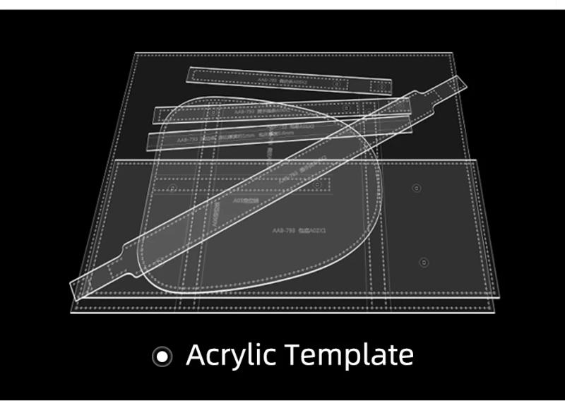Description Picture 3 of itemLeather Handmade DIY Crafts Business Handbag Men's One Shoulder Cross-Body Sewing Pattern Acrylic With Hole Template Accessories
