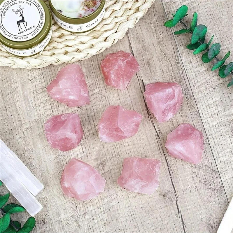 Description Picture 4 of item1/7pcs Natural Raw Rose Quartz Crystal, Tumbled Stone Rough Gravel Chips For Healing