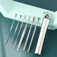 8pcs Ear Picking Tool Set Earwax Collector Stainless Steel Ear Wax Removal Curette Ear Spoon Cleaner Ear Cleaning Spoon Care