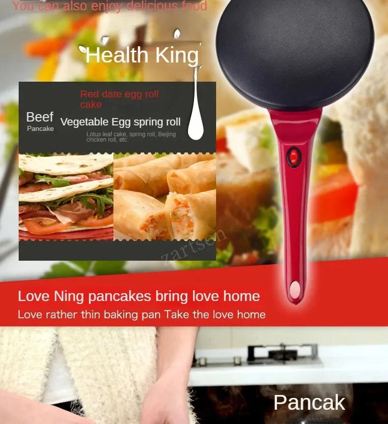 Description Picture 3 of itemAutomatic Pancake Making Machine Instant Heating DIY Snack Burrito Baking Pan Crepe Maker Spring Roll Flapjacks Lasagna Skille