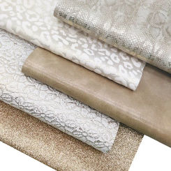 Shimmer Glitter Leather Sheest Metallic Snake Faux Leather Floral Embossed Synthetic Leather Leopard Vinyl For DIY 21x29CM Y389