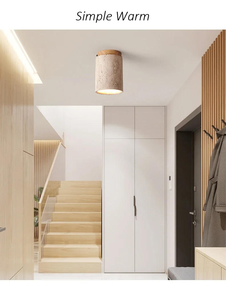 Description Picture 6 of itemWabi Sabi Led Ceiling Lamp Surface Mounted Downlight Stone Wood Light Round 110V 220V for Living Room Corridor Porch Balcony