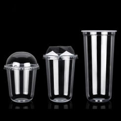 50pcs/pack PET Material Transparent Cold Drinking Cup Iced Coffee Bubble Tea Cup Disposable Plastic Cup Accept Customization