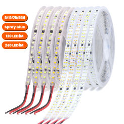 220V Double Row 240LEDs LED Strip Light 5M 10M 15M 20M 50M 2835 120LEDs Single Row Flexible LED Tape Adhesive Tape Rope Light