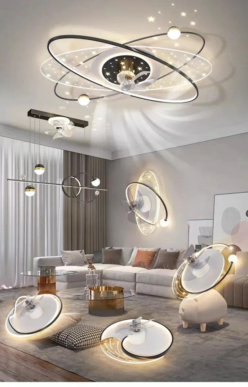Description Picture 2 of itemContemporary Creative Ceiling Fan Lights Simple Shake Head Electric Fan LED Pendant Lamp Stars Sky Bedroom Study Children's Room