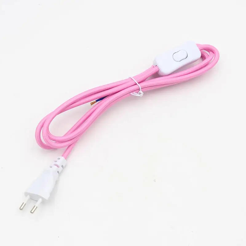 Description Picture 6 of item220V AC Power Cord With European Plug Inline Switch Textile Braided Covered Wire Cable 2 Meters