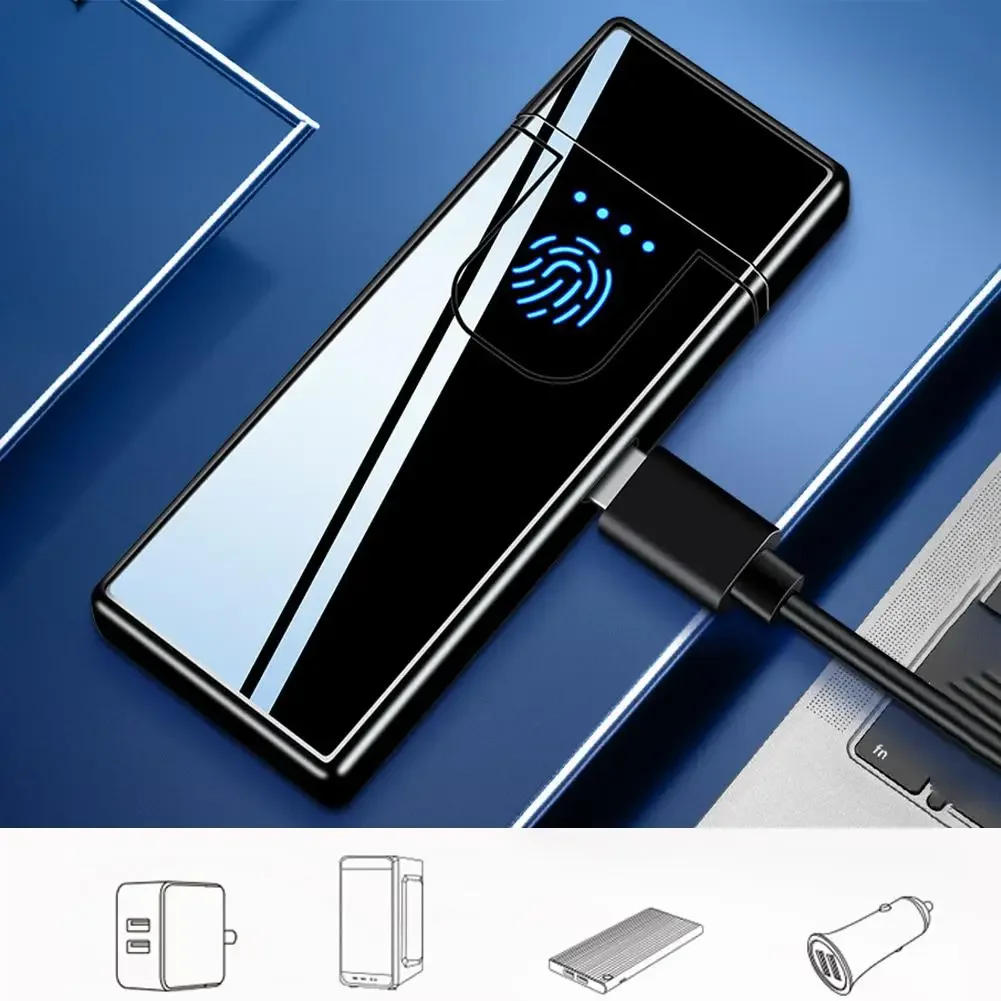 Description Picture 5 of itemPlastic Touch-Sensitive Electric Lighter Usb Rechargeable Windproof Tool Men'S Gift Double-Sided Smoking Ultra-Thin