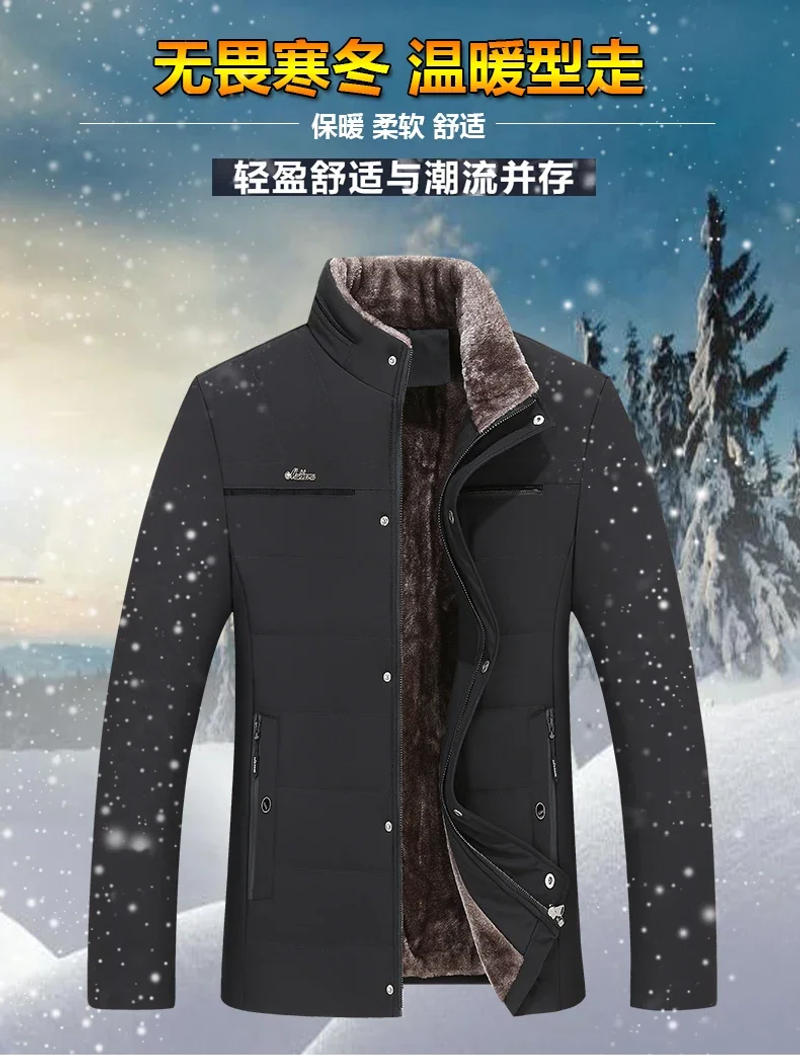 Description Picture 3 of itemMen Cotton Padded Warm Loose Thickening Parka Coat Winter Jacket Casual Corduroy Male Jacket Men's Clothing Warm fur collar