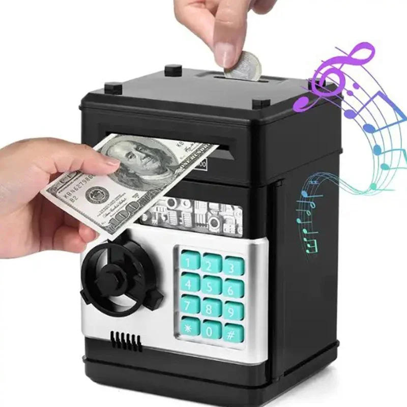 Description Picture 3 of itemCreative Piggy Bank Automatic Mini Safe Coins Cash Saving Money Box Password Counter Code Key Lock Coin Bank ATM Child Gift