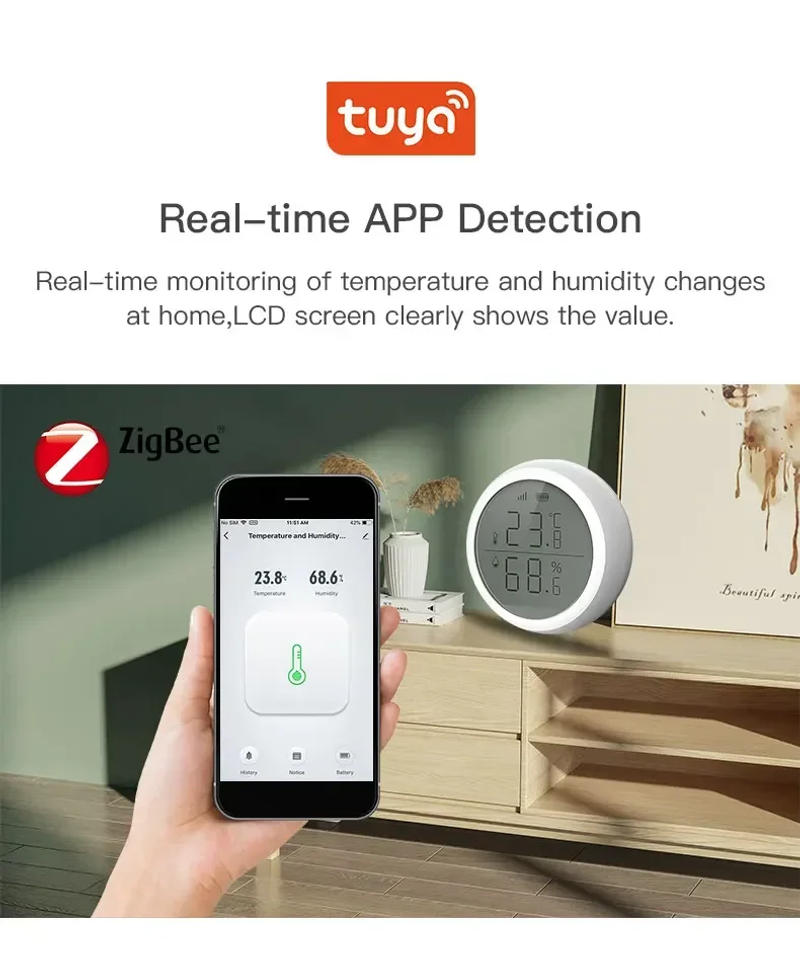 Description Picture 6 of itemTuya Smart Zigbee Temperature Humidity Sensor Intelligence Scene Real-time Detecting Thermometer Alexa Google Home Voice Control