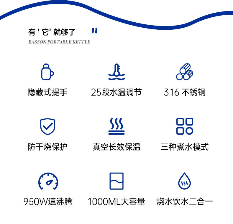 Description Picture 5 of item110V/220V Electric Water Kettle, Compact Size with Vacuum Insulation, Perfect for Traveling and Home Use