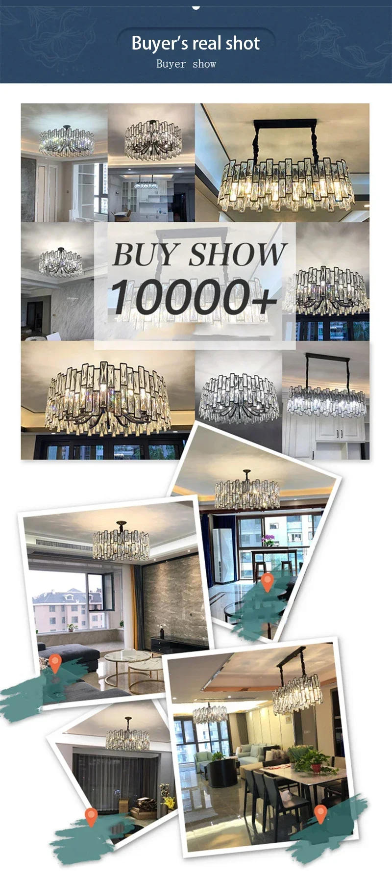 Description Picture 2 of itemPersonalized Italian Crystal Living Room Postmodern Chandelier Atmosphere Creative Restaurant Lamp Hall American Bedroom Lamp