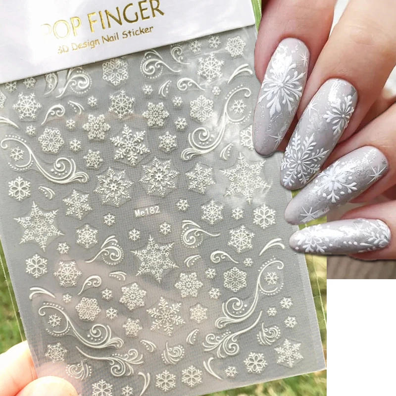 Description Picture 4 of item3d Nail Art Stickers Christmas Winter White Snowflake Xmas Trees Bells Decals For Nails Decoration Manicure Salon Beauty