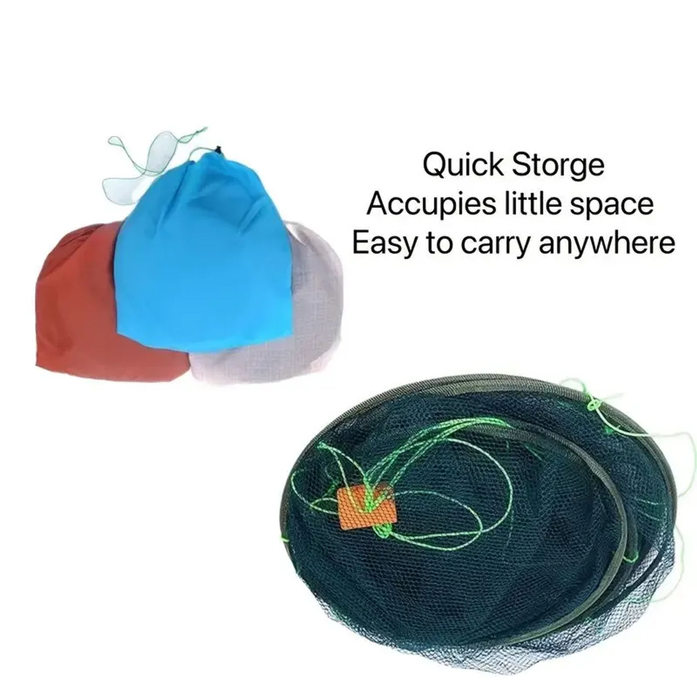 Description Picture 6 of item80CM Loose Mouth Folding Drop Fishing Net Shrimp Catcher Tank Casting Network Fish Eels Trap Cage Prawn Bait Crab Netting