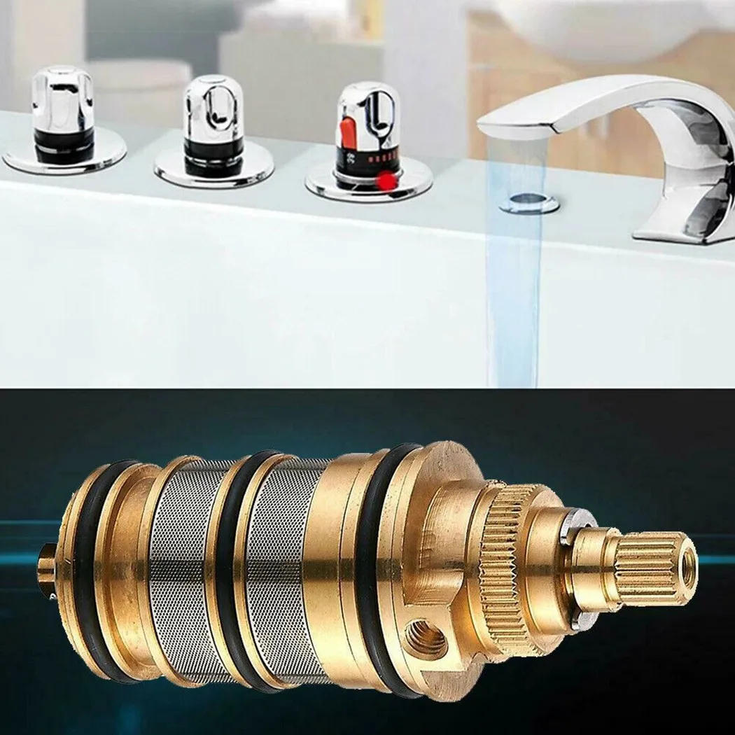 Description Picture 6 of itemBrass Replacement Thermostatic Cartridge Shower Mixer Valve Bar Repair Kit Bathroom Water Temperature Control Faucet Cartridges