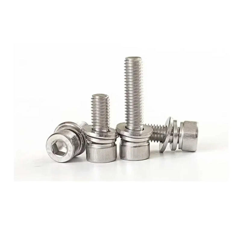 Description Picture 5 of item304 stainless steel hexagonal triple combination screw/cylindrical head flat washer spring washer combination bolt M3M4M5M6