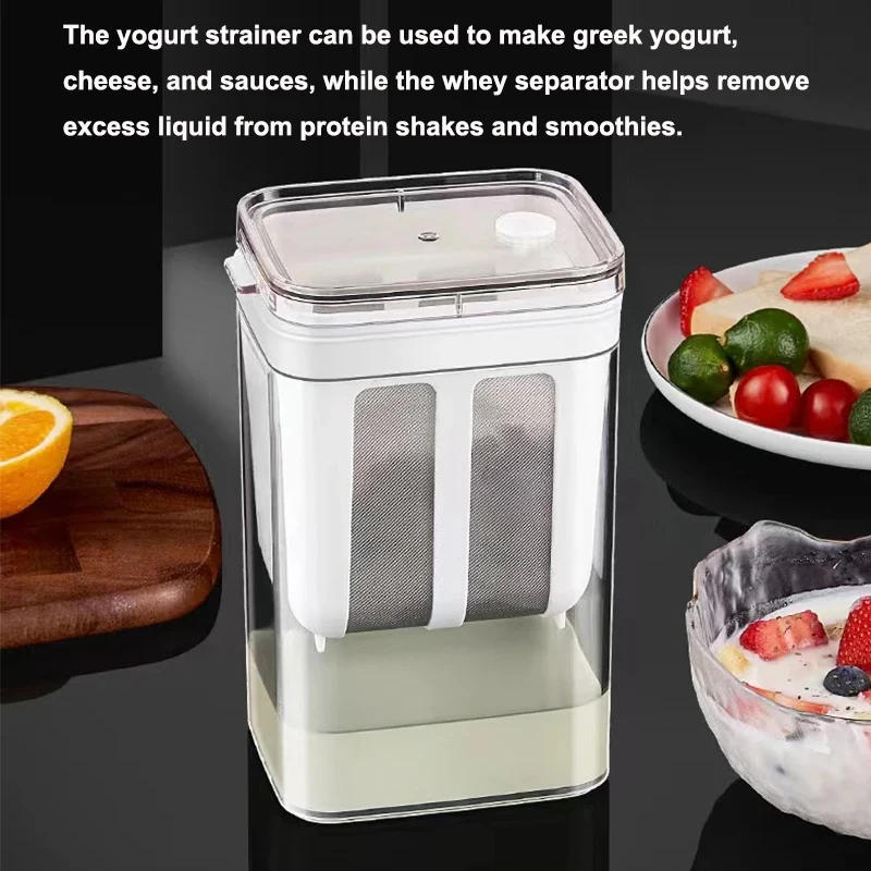 Description Picture 2 of item1100ml Yogurt Filter & Strainer Fine Mesh Transparent Box Homemade Screen Cheese Moisture Seperator Maker for Kitchen
