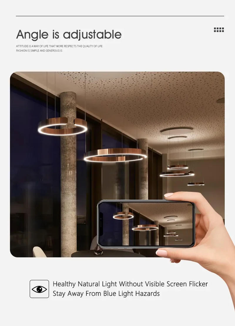Description Picture 3 of itemModern Ceiling Chandelier Chandeliers For Dining Room LED Bedroom Ring Light Nordic Home Decor Round Ring Lamp Pendant Light