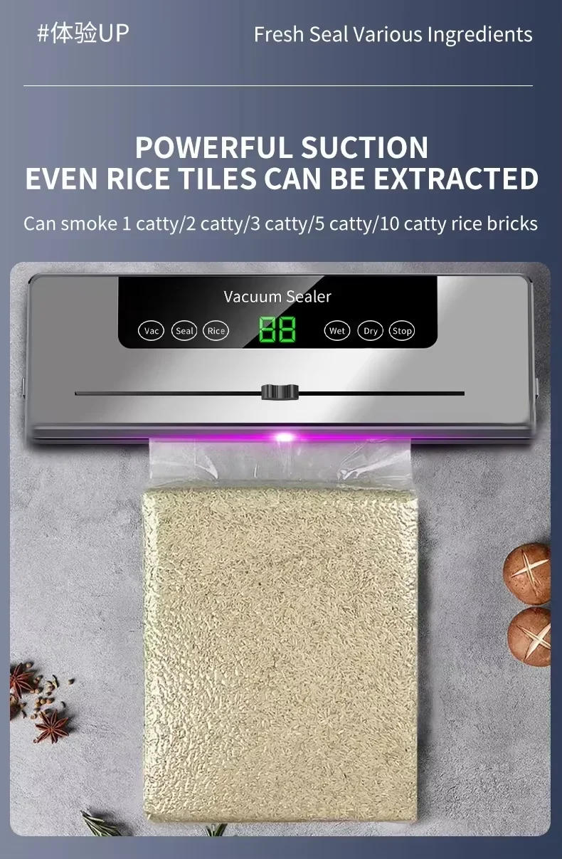 Description Picture 6 of itemElectric Vacuum Sealer Built-in Cutter Kitchen Food Storage Seal Touch Button Dry/Wet Food Sealing Vacuum packaging machine