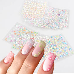 30pcs Cute Small Flowers 3D Nail Sticker Set Colorful Simple Floral Petals Nail Art Decals Elegant Adhesive Sliders Decorations