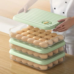 1PC 24 Grids Egg Storage Box Portable Multi Grid Fresh-keeping Box With Lid Stackable Plastic Egg Box Kitchen Fridge Egg Holder